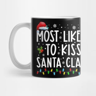 Most Likely To Kiss Santa Claus Family Christmas Mug